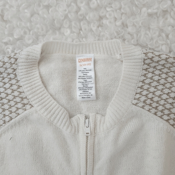 Gymboree Kid Girl Sz L 10-12 Cream Gold Sleeve Knit Sweater Cardigan Formal - Picture 4 of 8